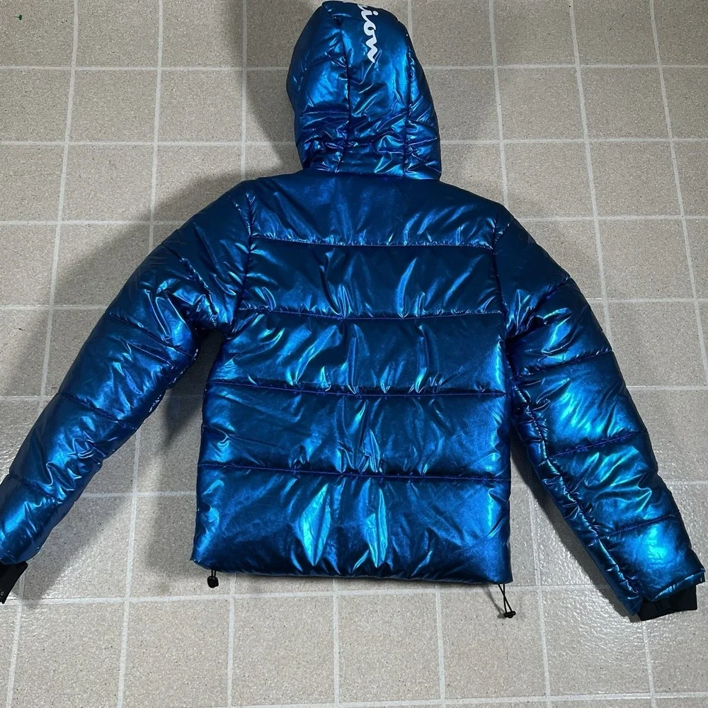 RARE Champion x NASA Metallic Puffer Jacket Mens Size Xs Blue Quilted Space